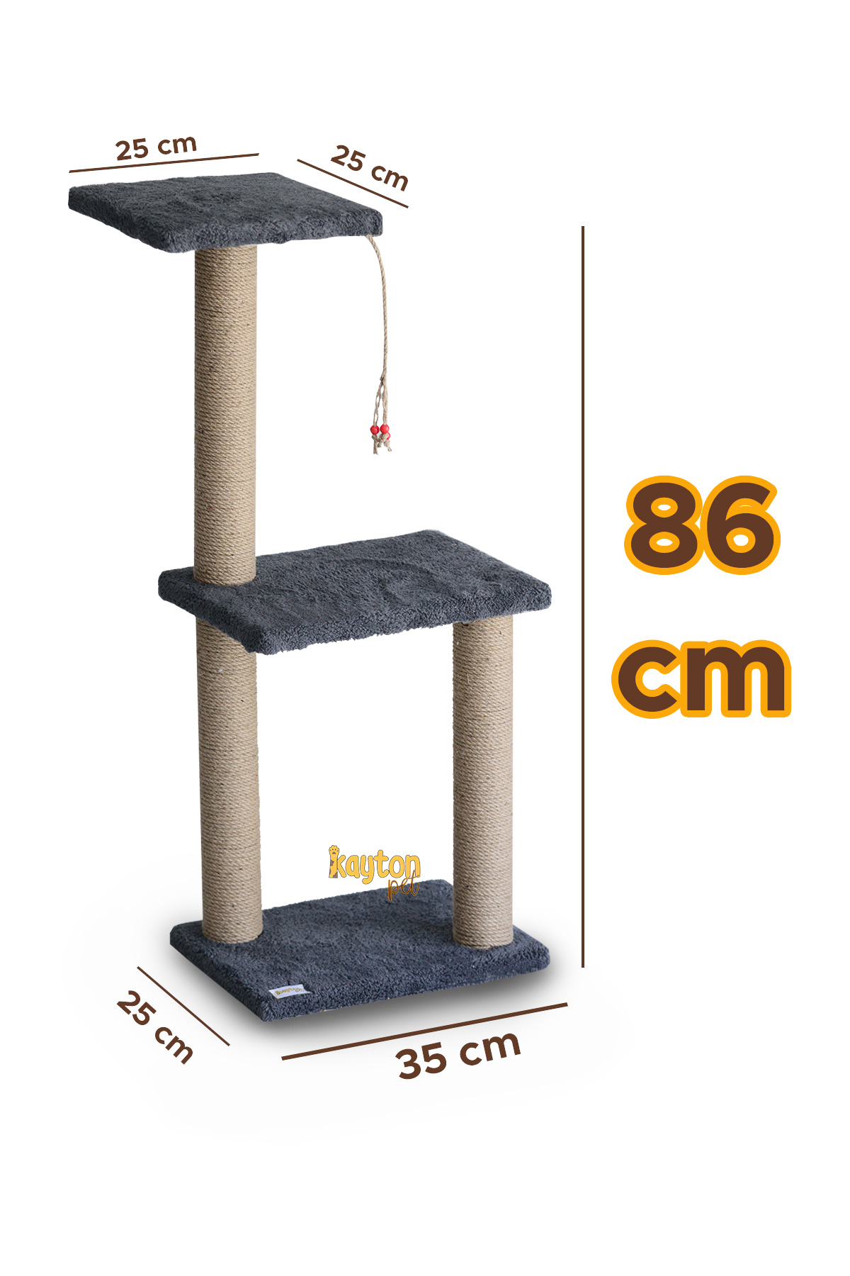 Iki Katlı Kedi Tırmalaması 86 Cm Stepli Büyük Tırmalama Tahtası - Antrasit